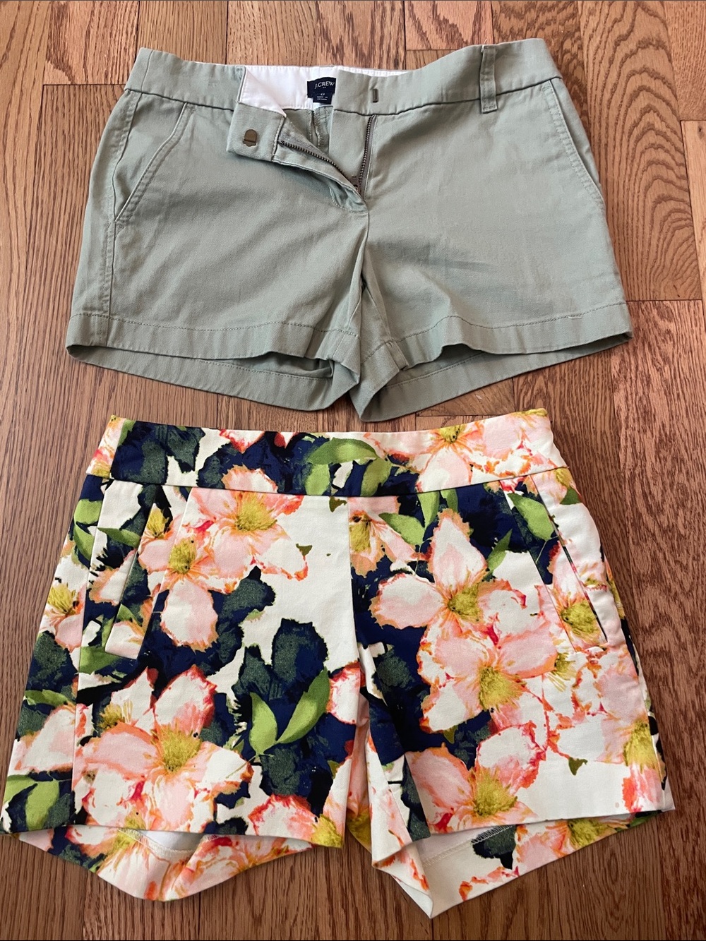 J. Crew Women's Olive Green Shorts and Floral Print Cotton Shorts